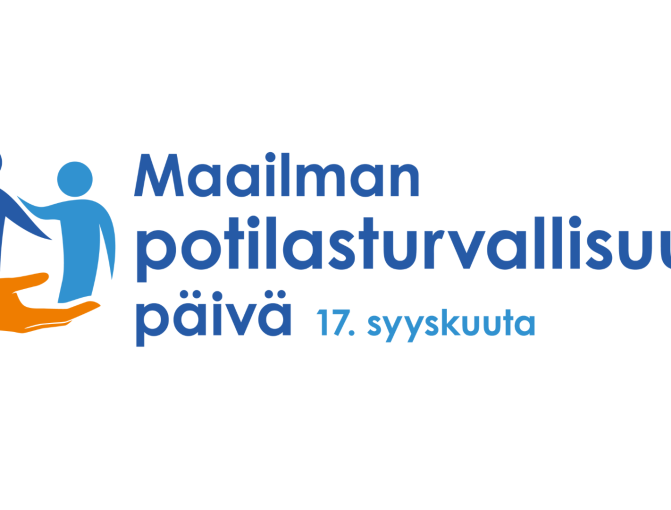 Maailman potilasturvallisuuspäivän 17. syyskuuta. Lgo jossa ihmishahmoja kämmenellä.